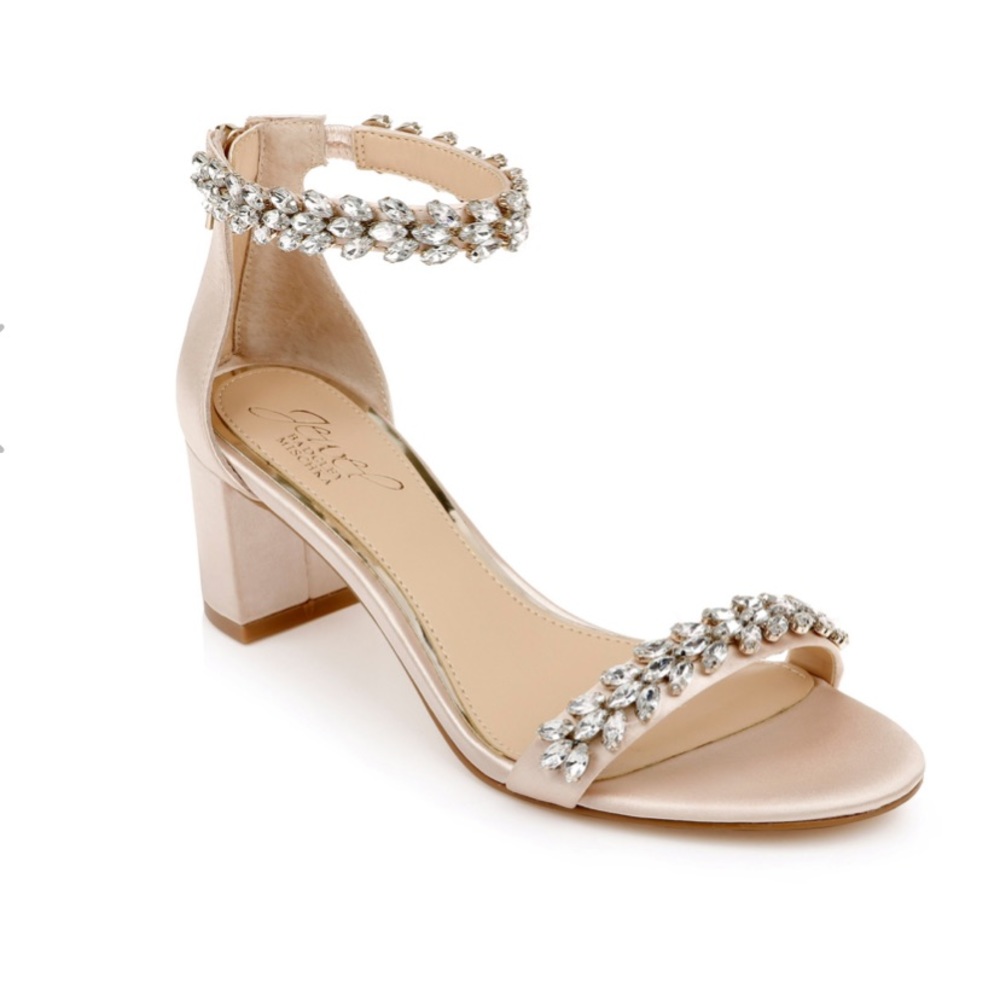 Champagne Bronwen Embellished Evening Block Heel